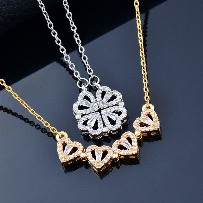 Collar Trébol + Corazón, Magnético 2 en 1