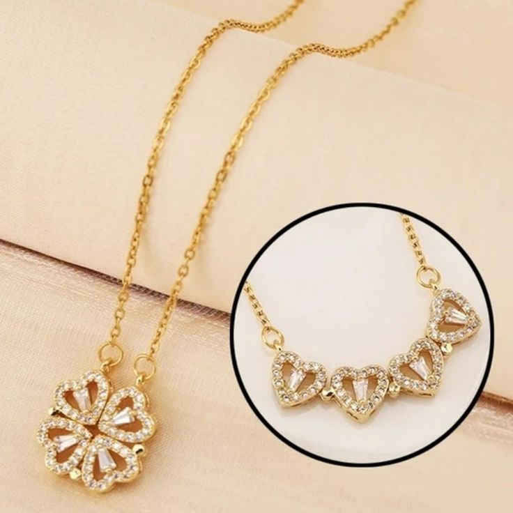 Collar Trébol + Corazón, Magnético 2 en 1