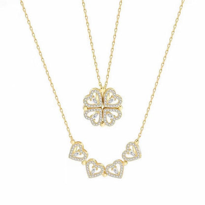 Collar Trébol + Corazón, Magnético 2 en 1