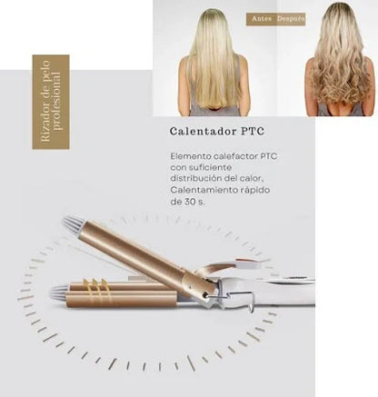 NUEVO WAVE3 PRO, RIZADOR ONDULADOR CON 3 CILINDROS