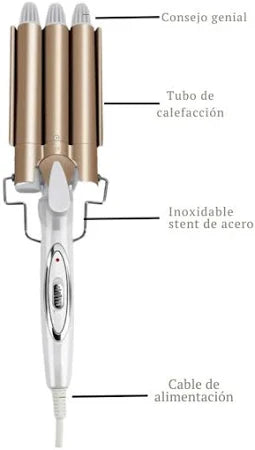 NUEVO WAVE3 PRO, RIZADOR ONDULADOR CON 3 CILINDROS